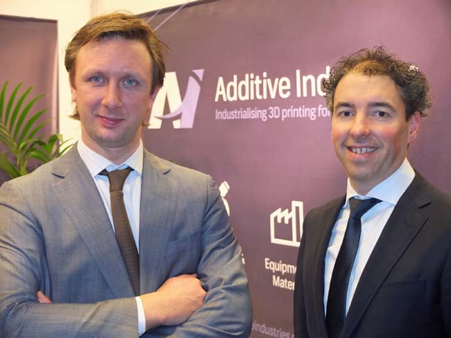 Jonas Wintermans (l) en Daan Kersten, initiatiefnemers van Additive Industries