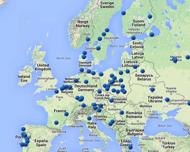 Een overzicht van de 87 HTEC in Europa. 